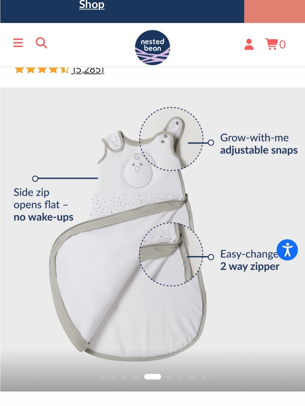 Nested Bean Zen Sack Classic Size Medium 6-15 months - Picture 6 of 7